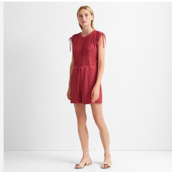 NWOT CLUB MONACO VIGA PLEATED SLEEVELESS RELAXED ROMPER IN MATE RASPBERRY 6 - Picture 1 of 11